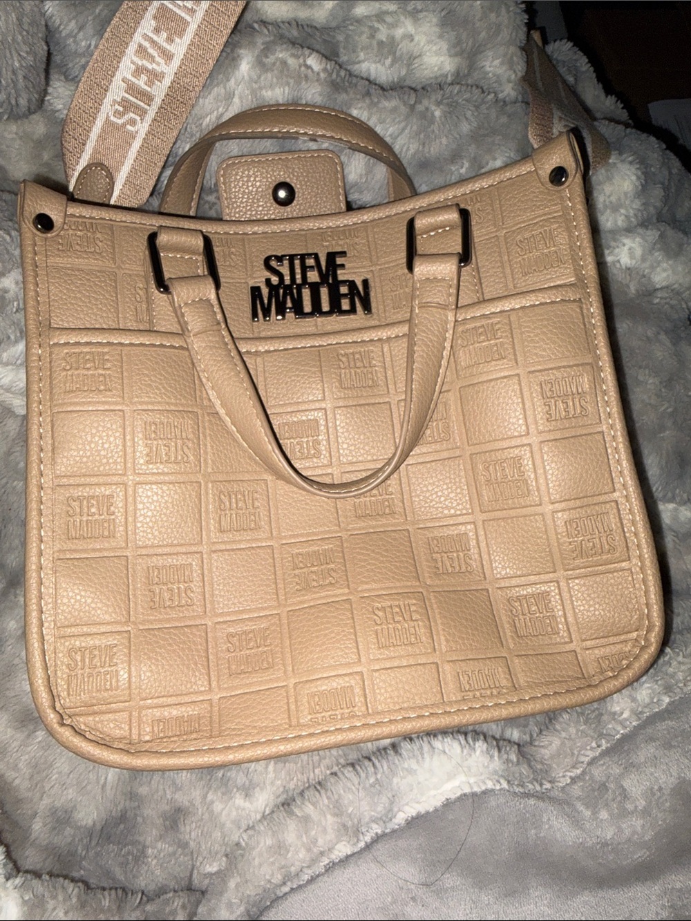 Steve Madden Tan Embossed Logo Tote